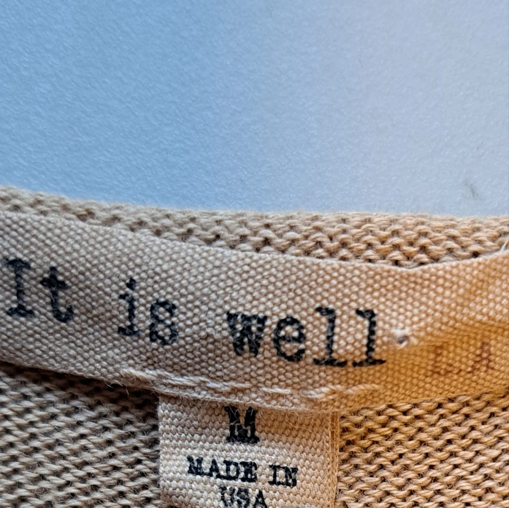 It Is Well LA Boxy Sweater Tan Lightweight Oversized Rolled Neck Size M - Picture 9 of 11